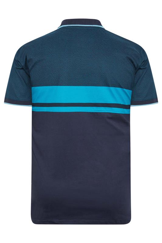 KAM Big & Tall Navy Blue Dobby Polo Shirt | BadRhino 2
