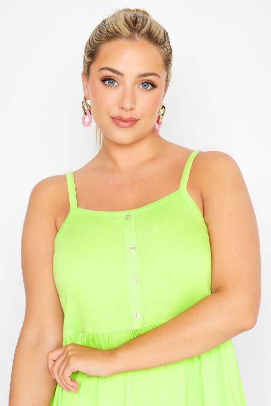 LIMITED COLLECTION Curve Lime Green Button Detail Cami Top 4