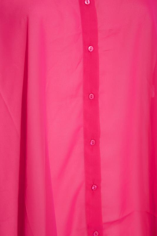 Plus Size Hot Pink Sheer Beach Shirt | Yours Clothing 3