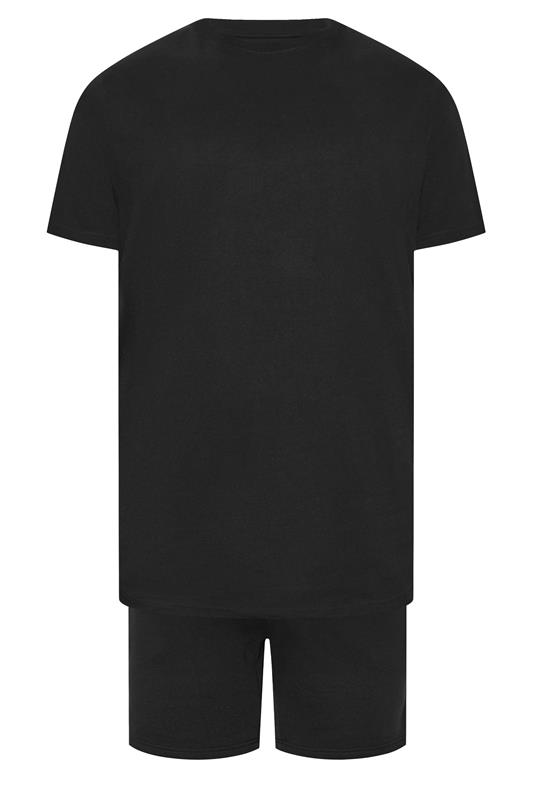 JACK & JONES Big & Tall Black T-Shirt & Short Set | BadRhino 4