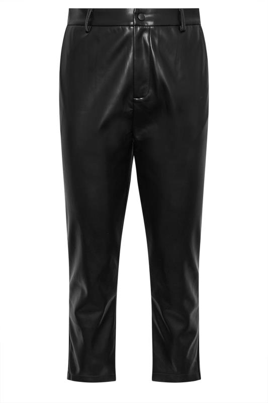 YOURS Plus Size Black Faux Leather Straight Leg Trousers | Yours Clothing  5