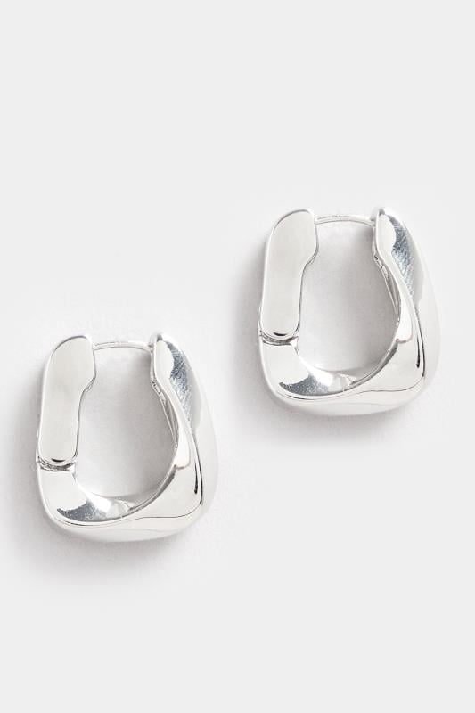 Silver Chunky Hoop Earrings | Yours Clothings 2