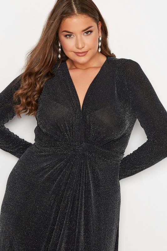 YOURS LONDON Plus Size Black Glitter Maxi Dress | Yours Clothing 4