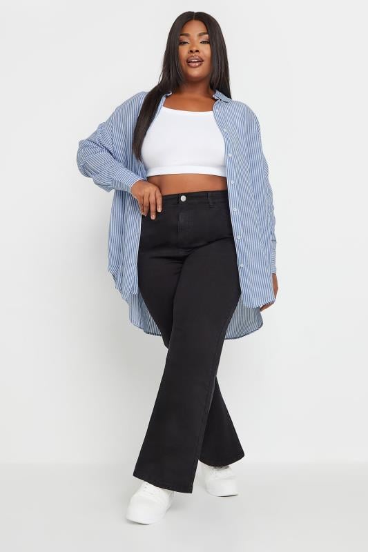 YOURS Plus Size Blue Pinstripe Linen Shirt | Yours Clothing  3