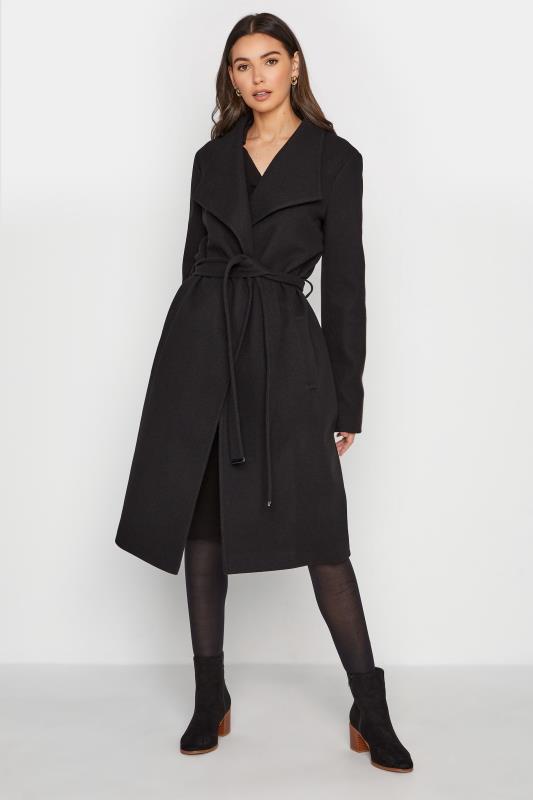 Tall  LTS Black Wrap Midi Coat