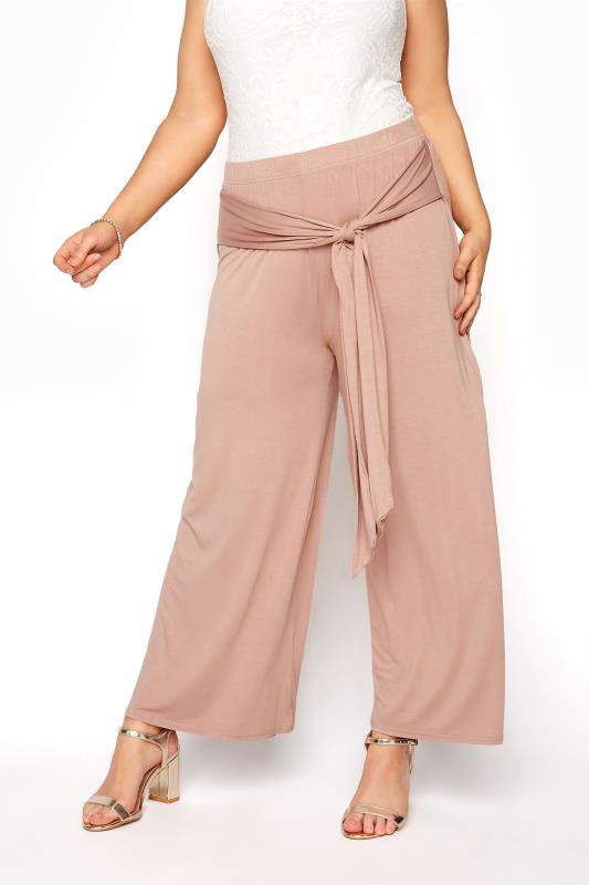 YOURS LONDON Nude Wide Leg Belted Trousers_C.jpg