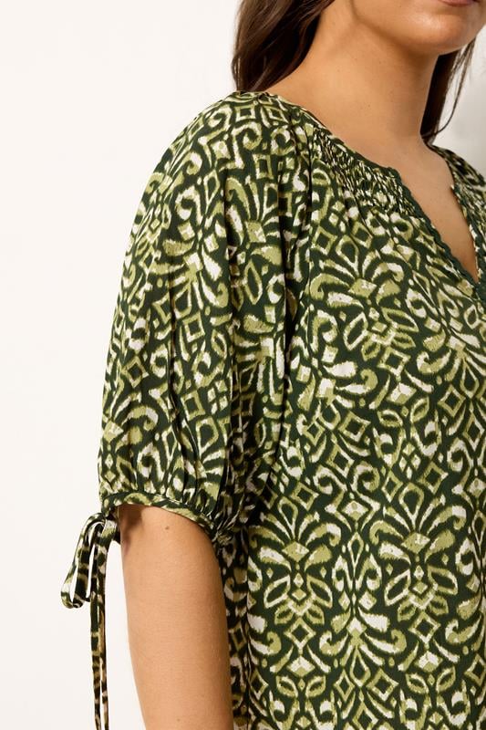 YOURS Plus Size Green Ikat Print Blouse | Yours Clothing 4