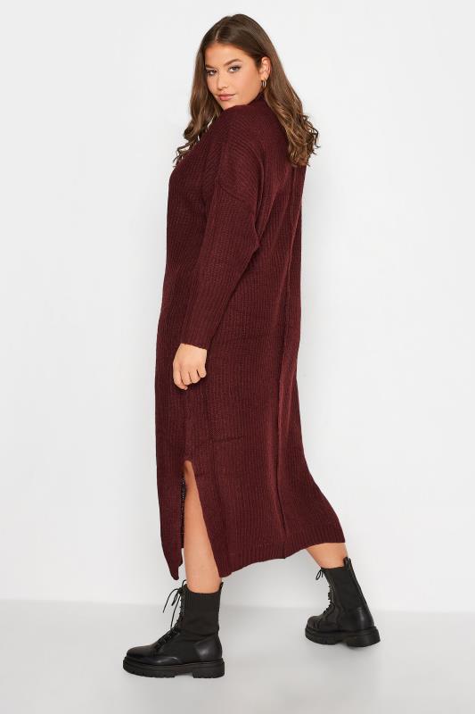 Plus Size Burgundy Red Knitted Jumper Dress | Yours Clothing 3