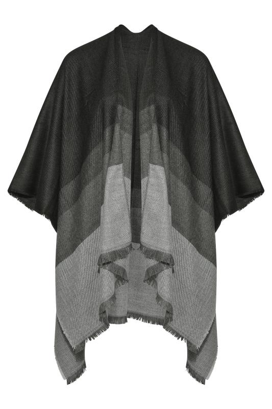Black Ombre Stripe Knitted Wrap Shawl_F.jpg