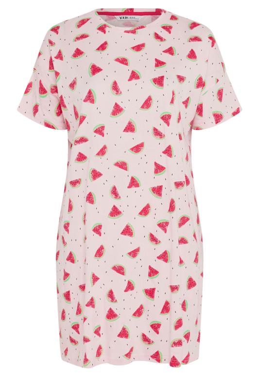 YOURS Plus Size Pink Watermelon Print Sleep Tee Nightdress | Yours Clothing 5