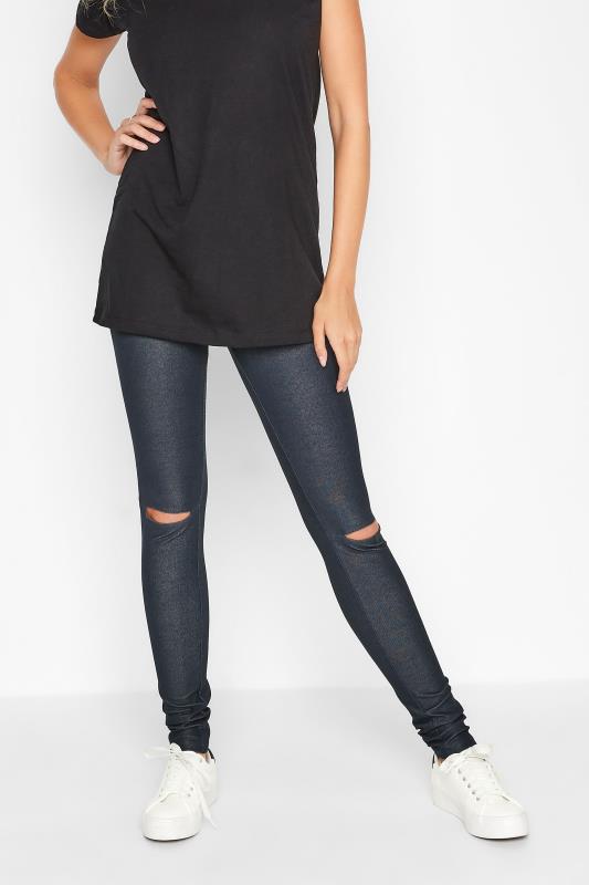 Tall  LTS Tall Navy Blue Ripped Knee JENNY Stretch Jersey Jeggings