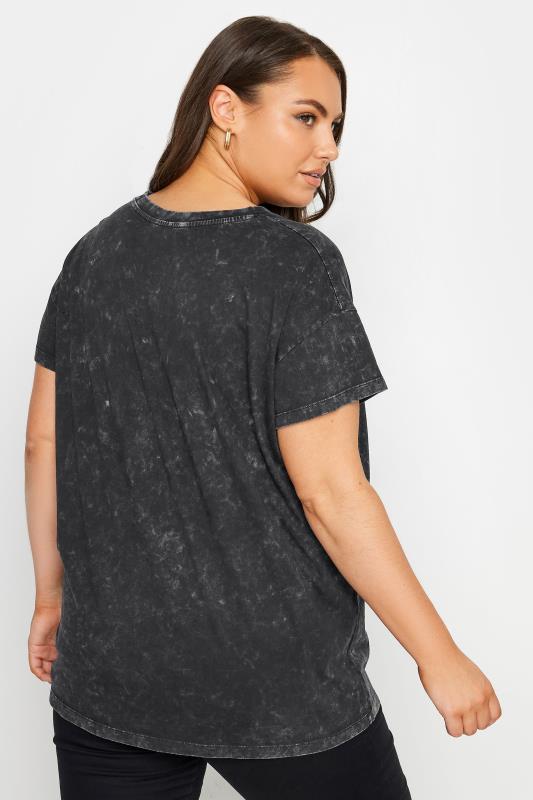 YOURS Plus Size Charcoal Grey Acid Wash Star Stud T-Shirt | Yours Clothing 4