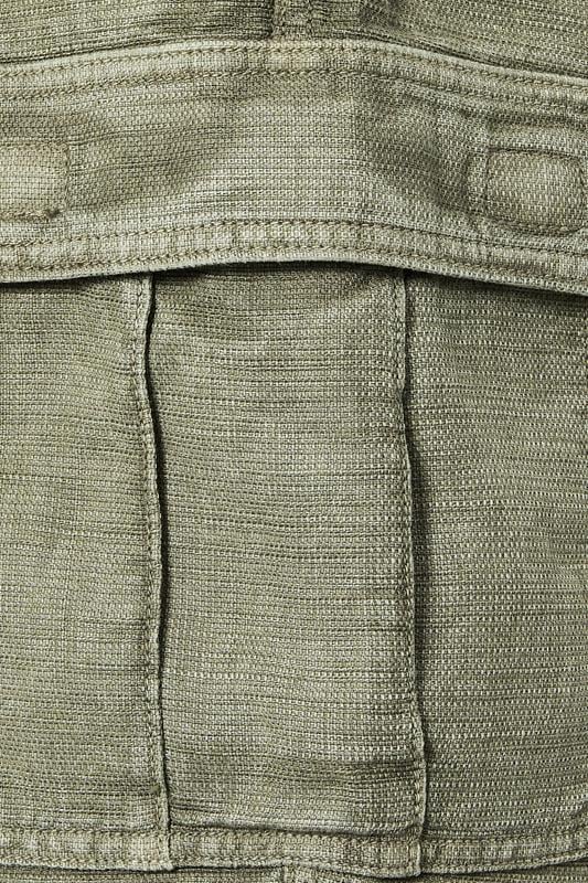 BadRhino Big & Tall Khaki Green Washed Cotton Slub Cargo Shorts | BadRhino  9