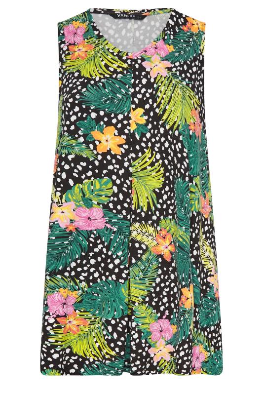 YOURS Curve Plus Size Green Floral Mixed Print Vest Top | Yours Clothing  6