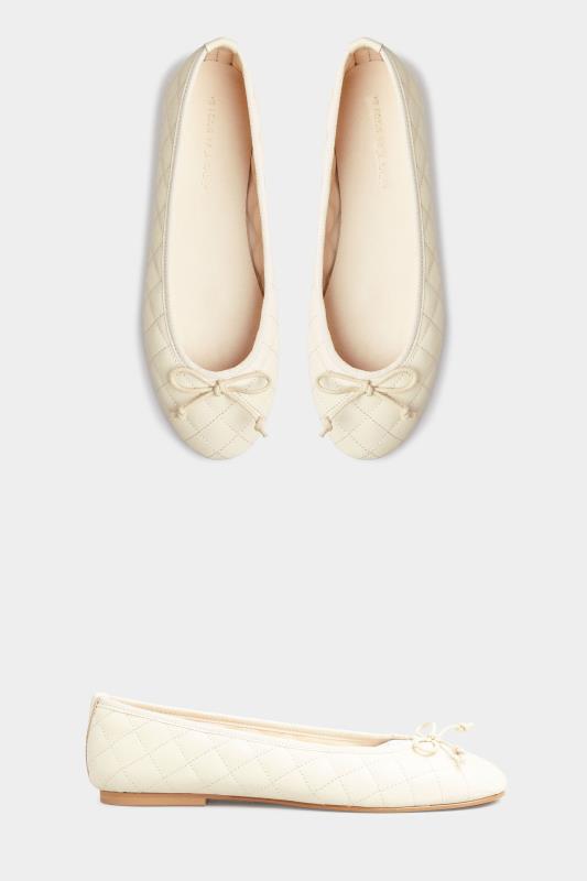 LTS Cream Leather Quilted Ballet Pumps In Standard D Fit 2