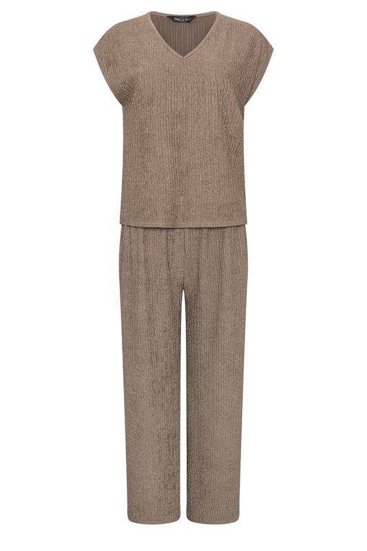 M&Co Petite Mocha Brown Textured Top And Trousers Set | M&Co 5