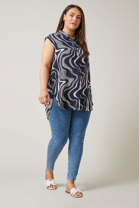 EVANS Plus Size Blue Abstract Print Tunic | Evans 2