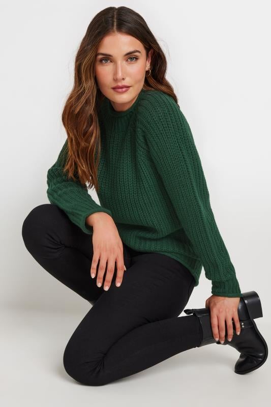 LTS Tall Women's Dark Green High Neck Knit Jumper | Long Tall Sally 4