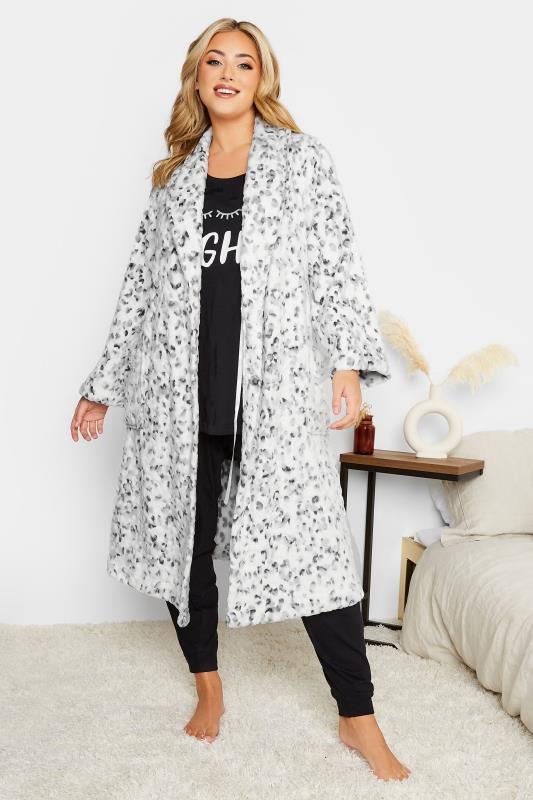 Plus Size White Animal Print Dressing Gown | Yours Clothing 3