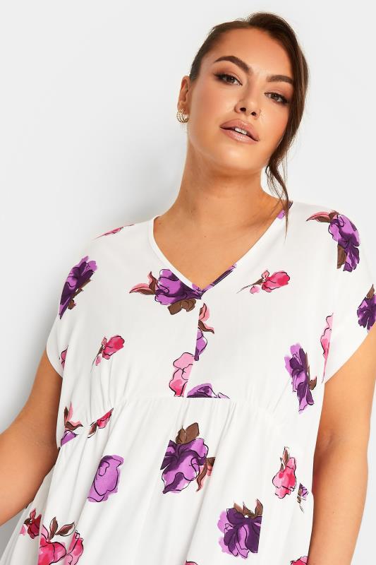 YOURS Plus Size White Floral Print Peplum Blouse | Yours Clothing 4