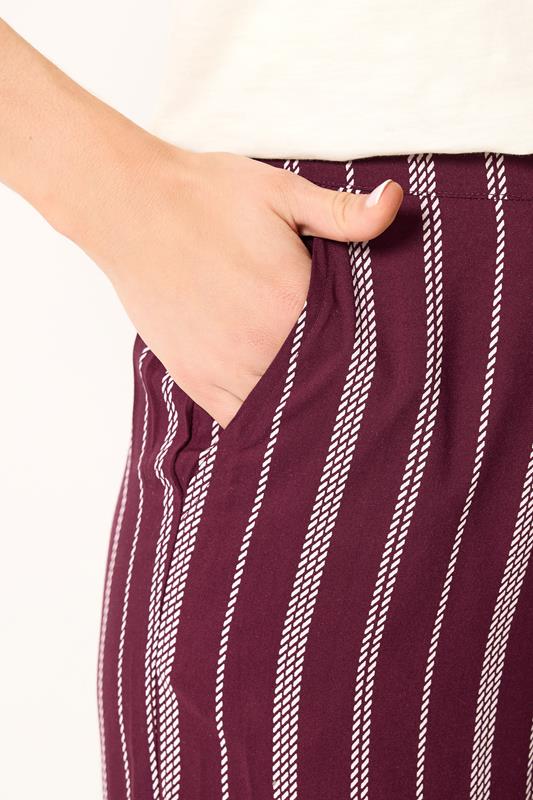 LTS Tall Women's Burgundy Red Rope Stripe Wide Leg Trousers | Long Tall Sally 4
