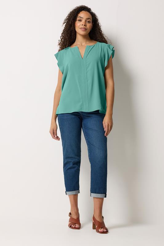 M&Co Green Frill Sleeve Blouse | M&Co  1
