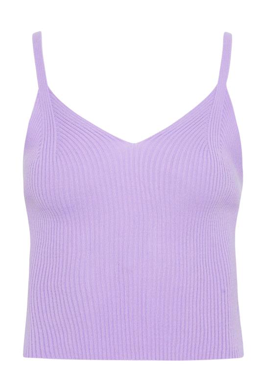 YOURS Curve Plus Size Lilac Purple Ribbed Swing Cami Vest Top | Yours ...