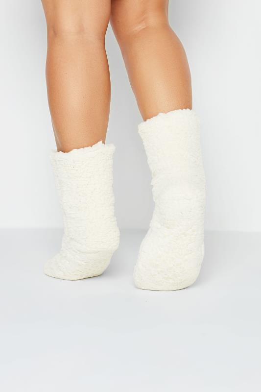 White Fluffy Slipper Socks | Yours Clothing  2