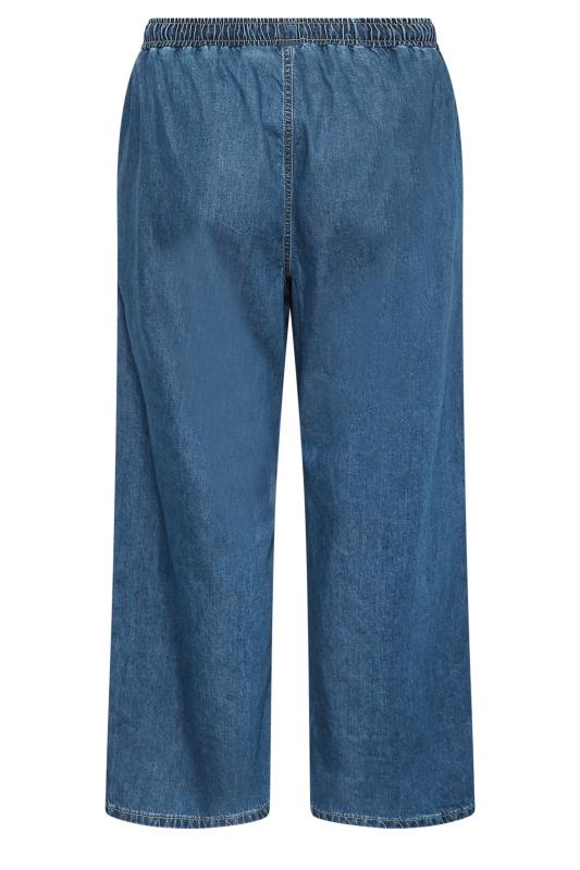 YOURS Plus Size Mid Blue Pull On Wide Leg Jeans | Yours Clothing 6