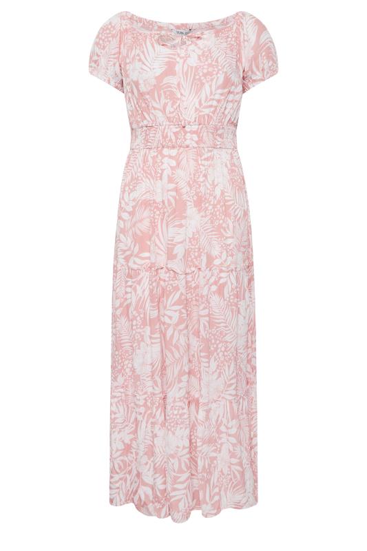 YOURS Plus Size Pink Tropical Print Bardot Maxi Dress | Yours Clothing 6