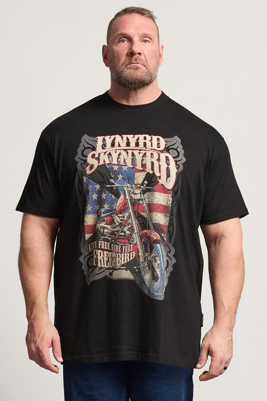  BadRhino Big & Tall zwart extra lang T-shirt met Lynyrd Skynyrd-fietsprint