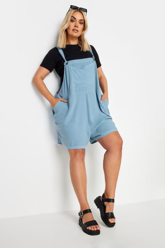 LIMITED COLLECTION Plus Size Blue Chambray Dungarees | Yours Clothing 3