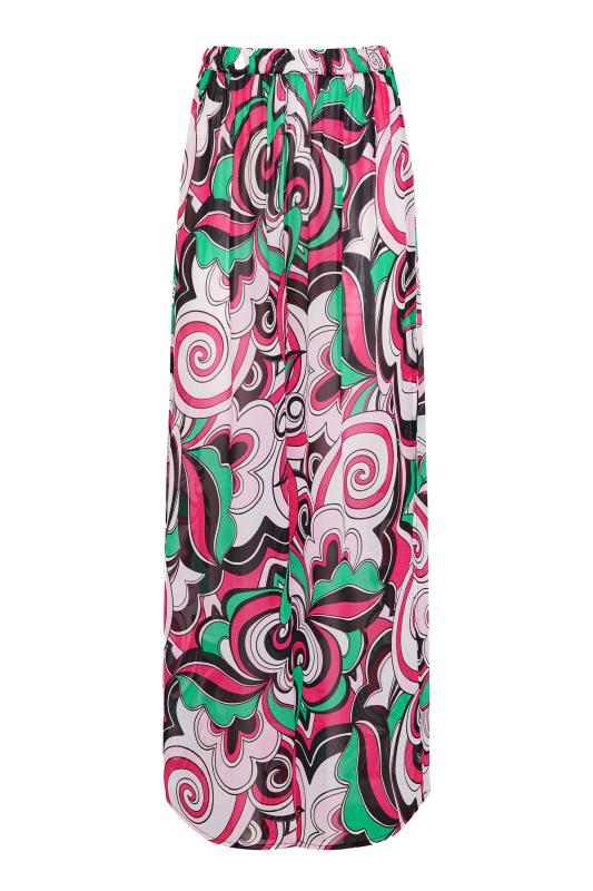 LTS Tall Women's Pink Retro Swirl Animal Print Wide Leg Beach Trousers | Long Tall Sally  4