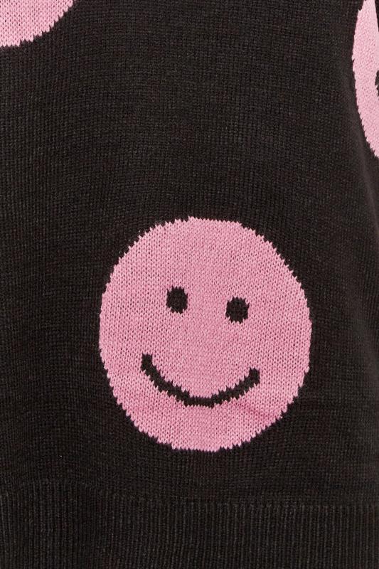 Plus Size Black Smile Jacquard Knitted Jumper | Yours Clothing 5