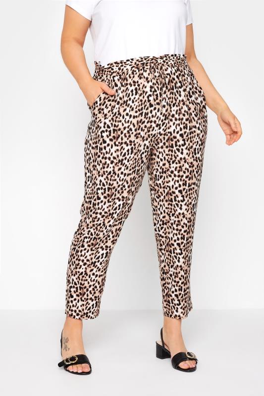 YOURS LONDON Curve Black Leopard Print Tapered Harem Trousers 1