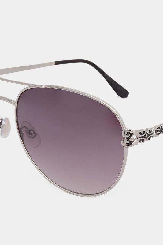 Silver Aviator Frame Sunglasses | Yours Clothing 4