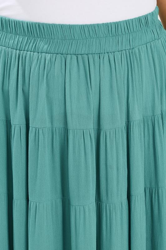 YOURS Plus Size Teal Green Tiered Maxi Skirt | Yours Clothing 4