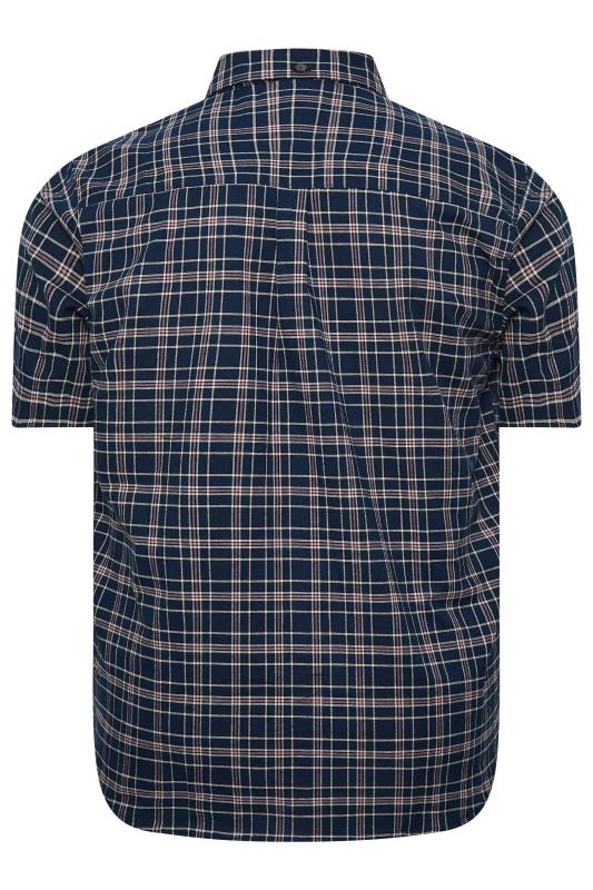 LUKE 1977 Big & Tall Navy Blue Check Short Sleeve Shirt | BadRhino  4