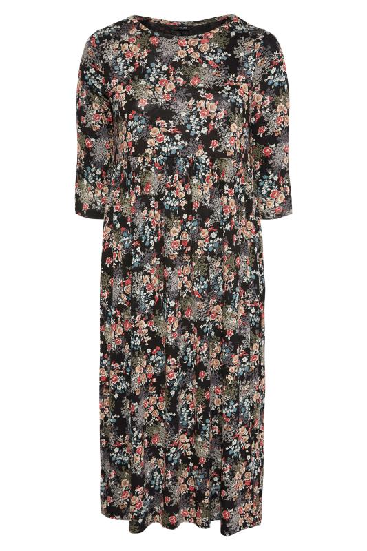 Plus Size Black Floral Maxi Pocket Dress | Yours Clothing 6