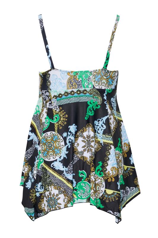 Plus Size Black Scarf Print Eyelet Lace Up Swim Dress | Yours Clothing 8