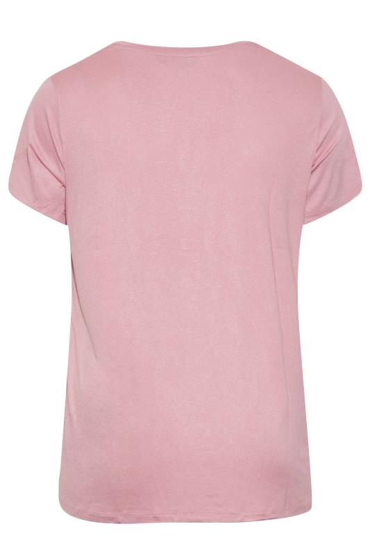 Plus Size Pink Printed Neck Detail Top | Yours Clothing 7
