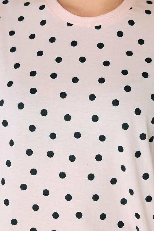 YOURS Plus Size Pink Polka Dot Sleep Tee Top | Yours Clothing 5