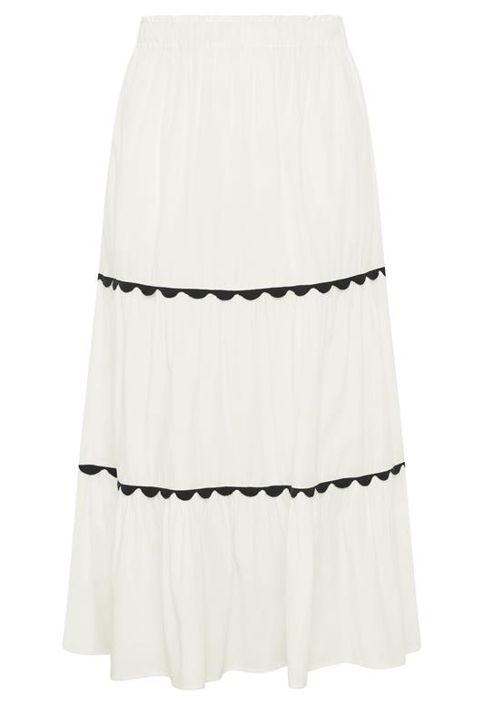 YOURS Plus Size White Scallop Trim Maxi Skirt | Yours Clothing 5