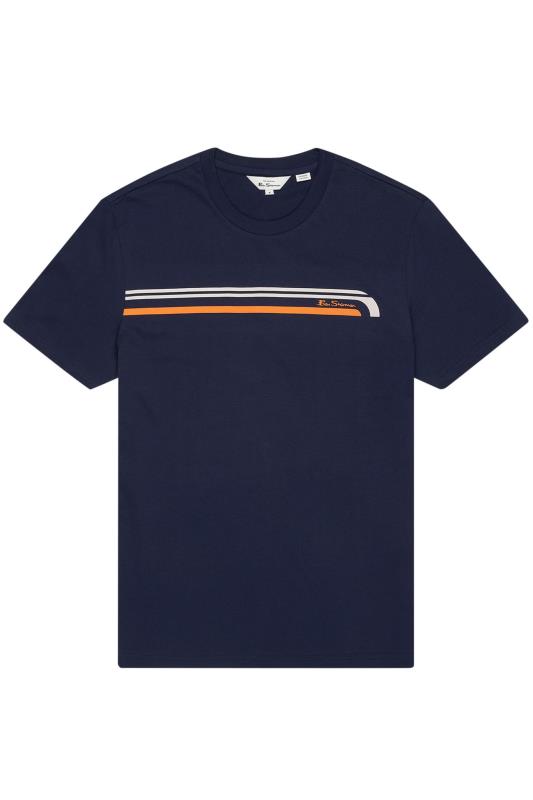 BEN SHERMAN Big & Tall Navy Blue Chest Stripe T-Shirt 2