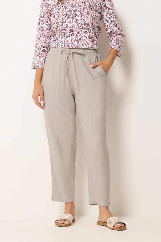  M&Co Petite Natural Brown Linen Joggers