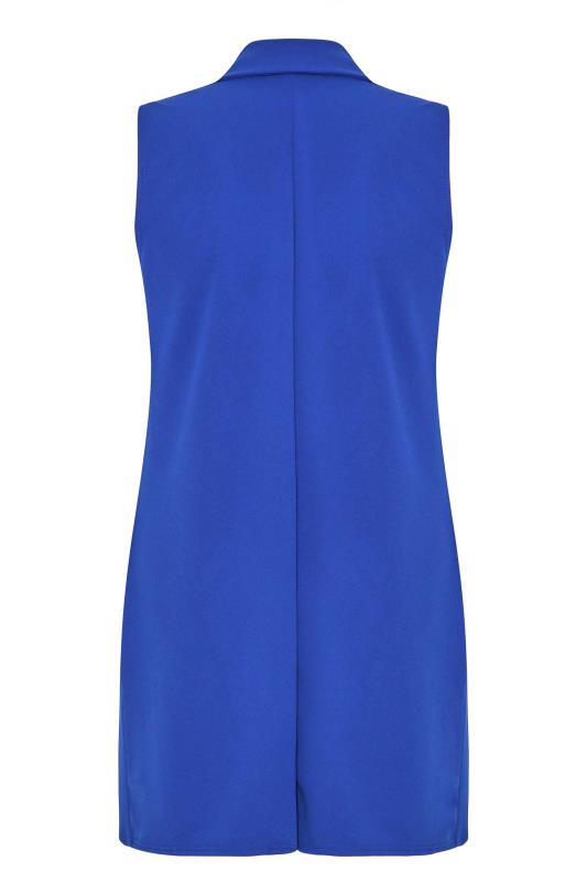 LIMITED COLLECTION Plus Size Cobalt Blue Button Front Sleeveless Blazer | Yours Clothing 7