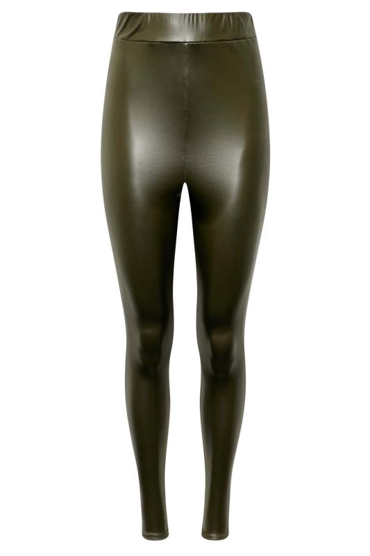 LTS Tall Women's Khaki Green Faux Leather Leggings | Long Tall Sally 5