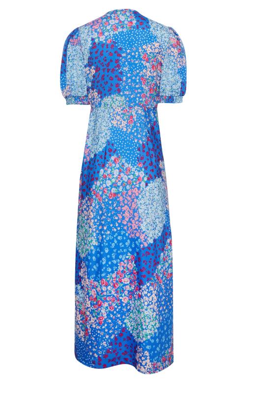 LTS Tall Womens Blue Floral Midi Tea Dress | Long Tall Sally  7