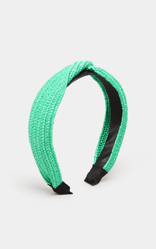 Bright Green Straw Twist Headband | Yours Clothing  2