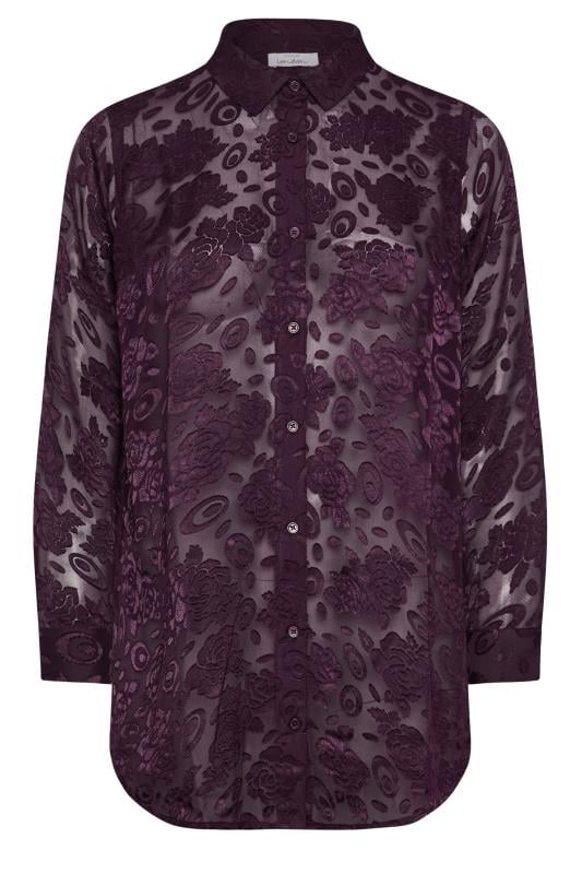 YOURS LONDON Plus Size Purple Burnout Floral Shirt | Yours Clothing  5